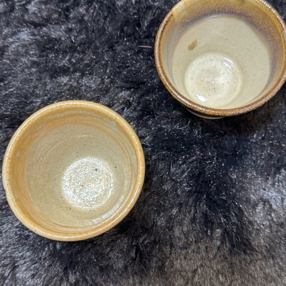 Rustic Ceramic Handmade Glazed Shot Glass Cup Set Of 2 Brown & Beige - Picture 5 of 8